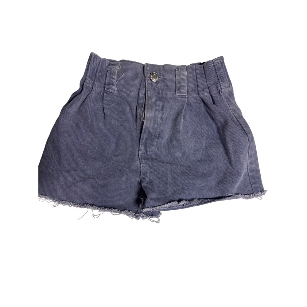 Zara Kids Denim Shorts Frayed Hem High Waist Blue Gray Size 6